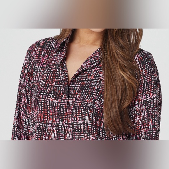 Belle by Kim Gravel Abstract Print Blouse Size Large - Picture 4 of 7